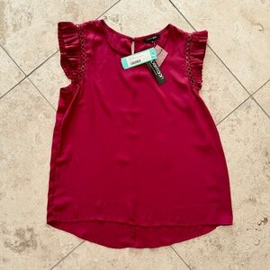 PAPERMOON X STITCH FIX | Christie Ruffle Sleeve Blouse in Red, Size Small